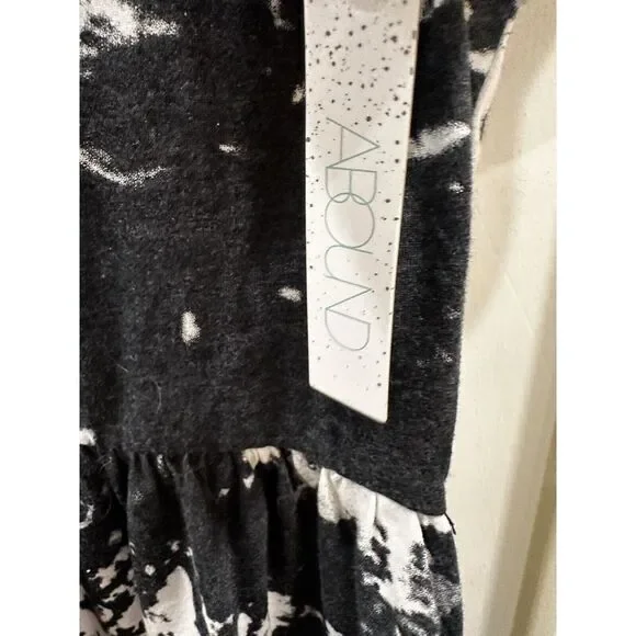 Abound Women's Small Black White Tie Dye Jersey Crew A-Line Mini Shirt Dress - Picture 4 of 5